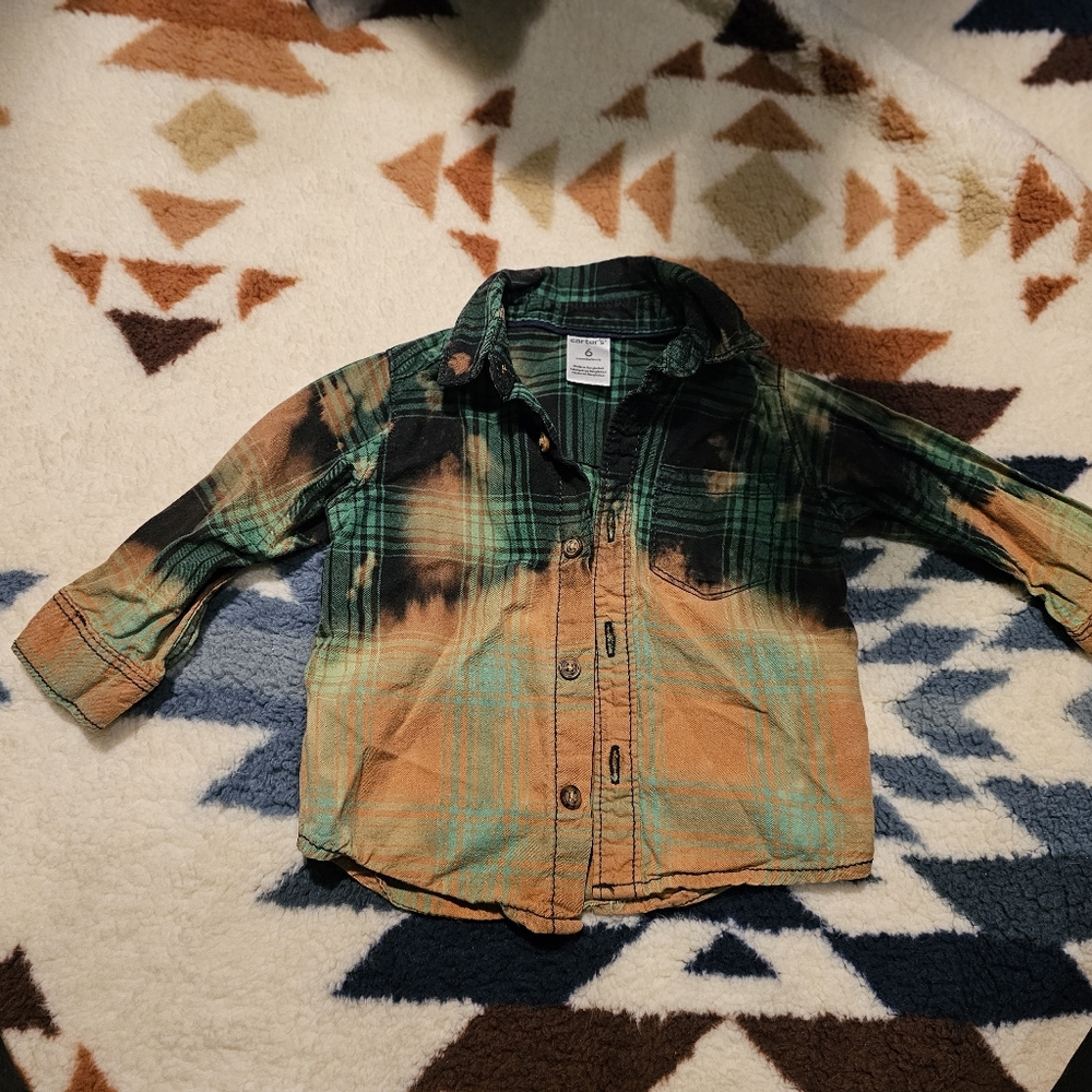 Carter's Green and Orange Plaid Shirt